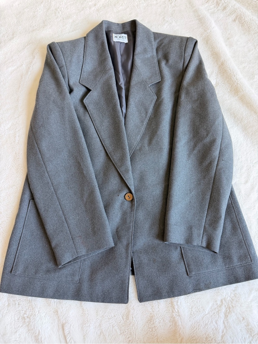 Koret Gray Single-Button Wool-Blend Blazer
